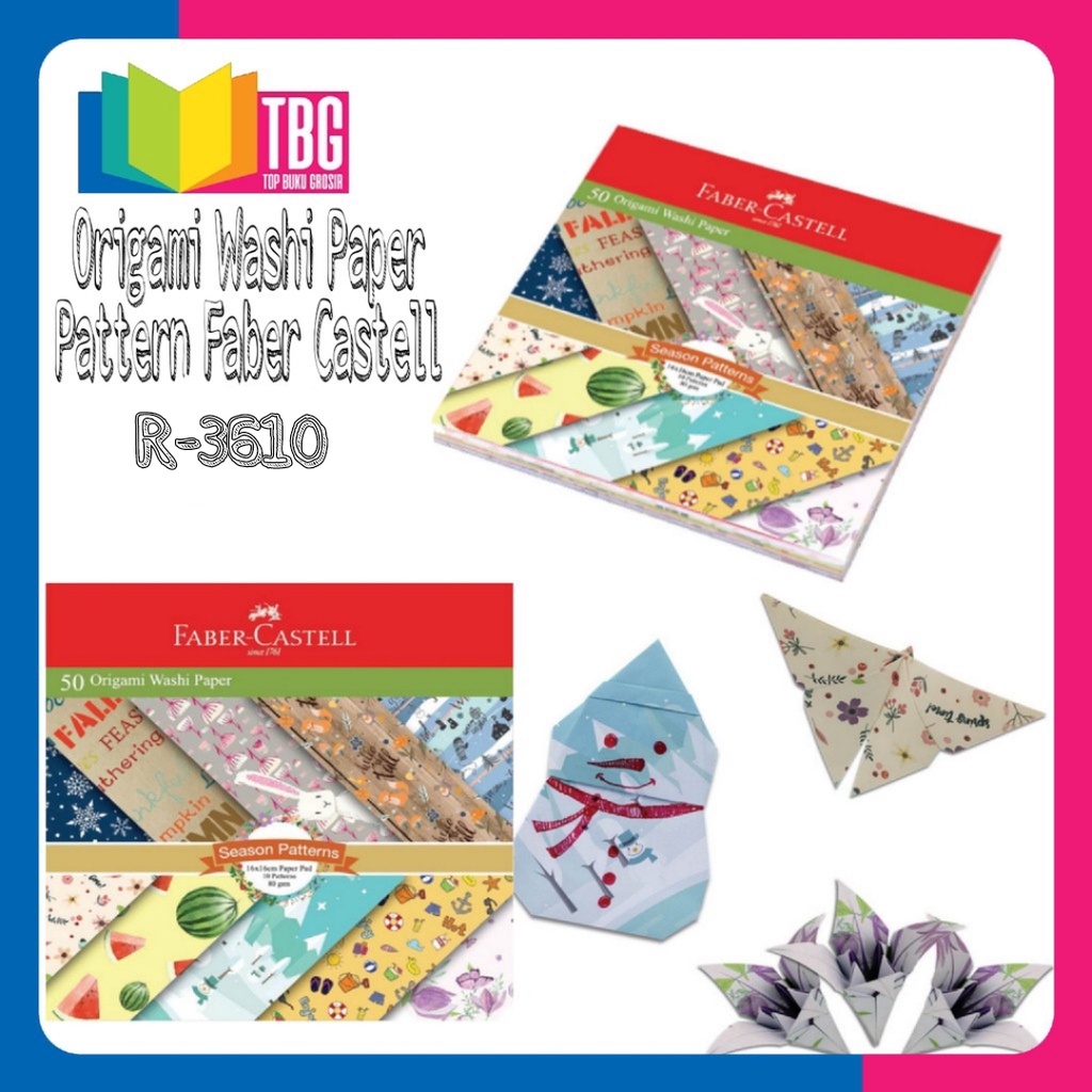

1 PACK ORIGAMI WASHI PAPER 16x16 FABER CASTELL/ KERTAS LIPAT/ KERTAS KERAJINAN/ ORIGAMI MOTIF
