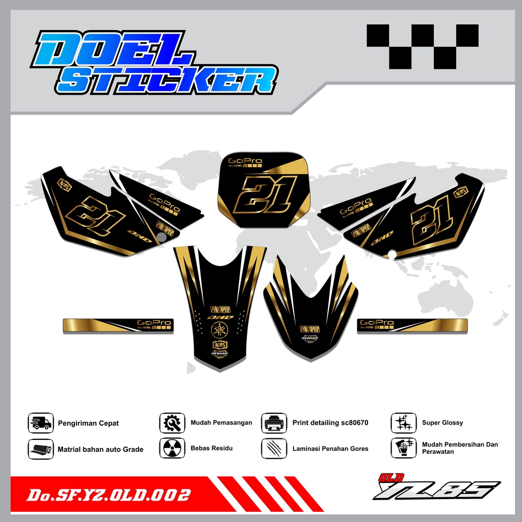 Sticker Striping YZ OLD List Variasi Hologram , Crome Doel 002