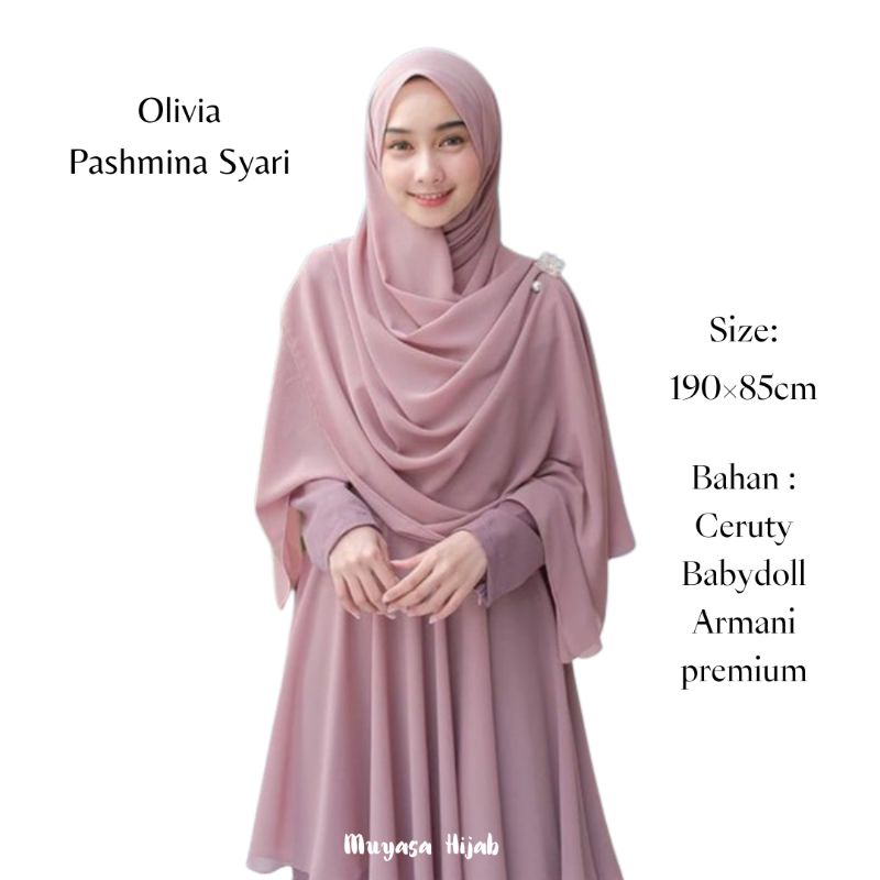 Muyasa Olivia Pashmina Syar'i Hijab Pashmina Premium syar'i Pashmina Syari Ceruty Babydoll Armani Pr