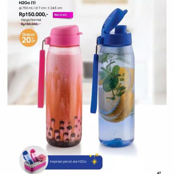 Tupperware h2go 750ml botol minum 750 ml (1)