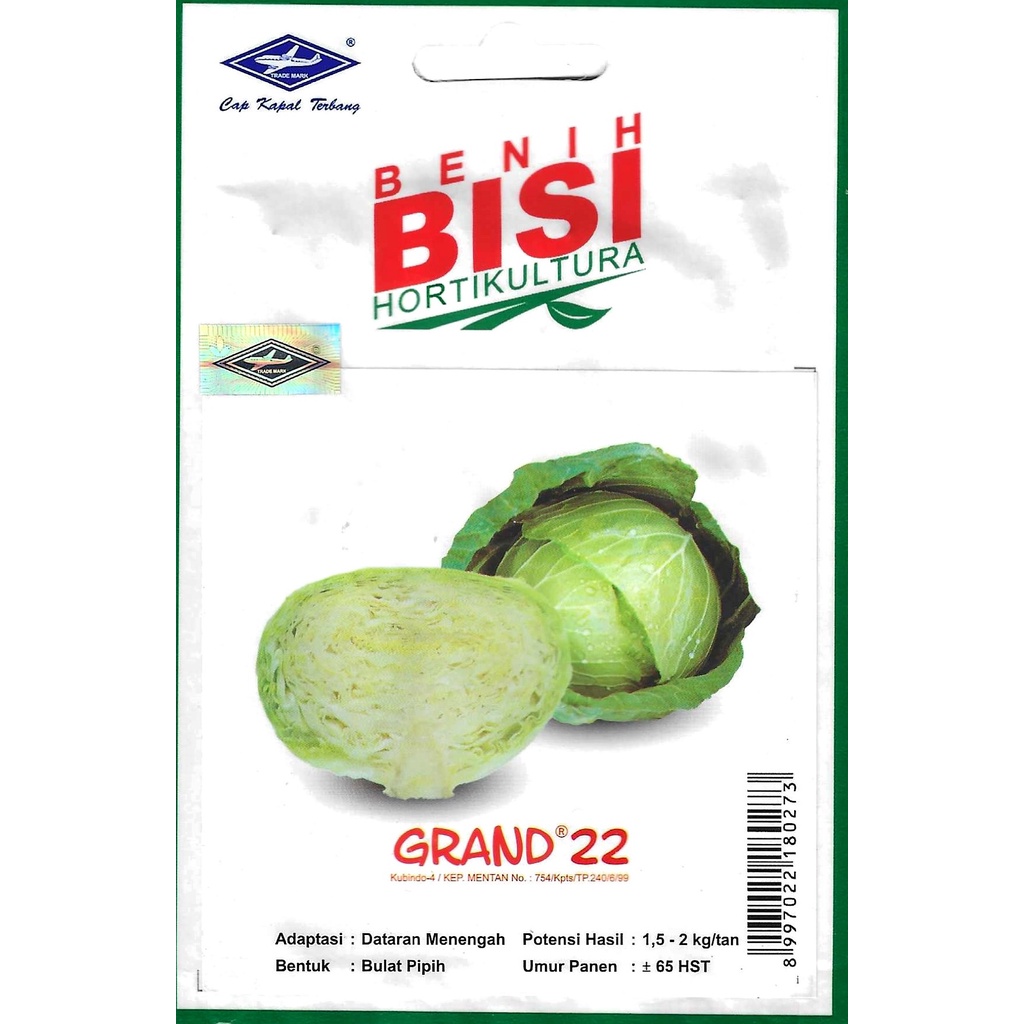 Benih Bibit Daun Kol/Kubis Grand 22 - BISI - 200 Butir