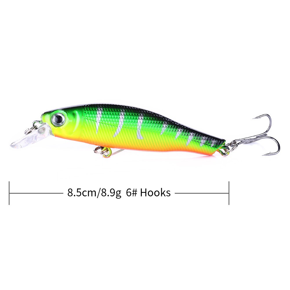 HENGJIA 6pcs/Lot Umpan Pancing Mini Fishing Lures 8.5cm/8.9g Floating Minnow Hard Bait Treble Hooks Ikan Fishing Tackle