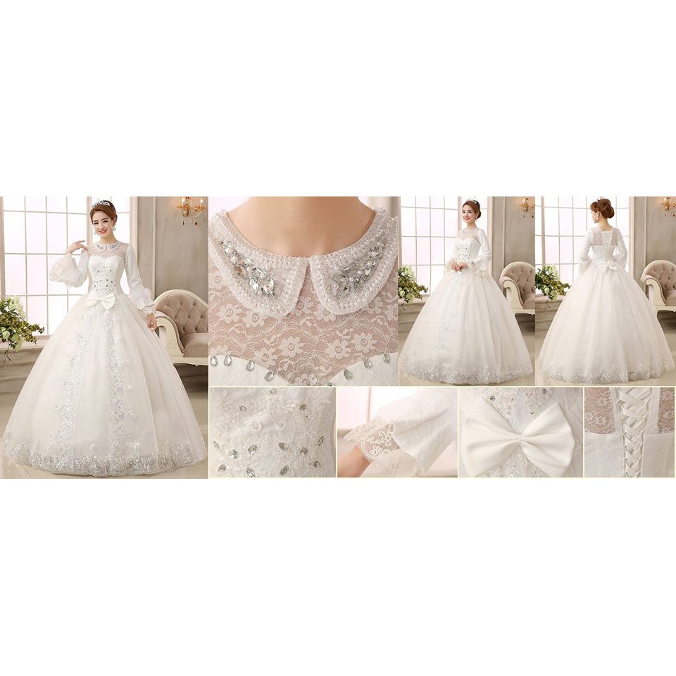 Gaun Pengantin Wedding Dress Import Lengan Panjang modern muslimah