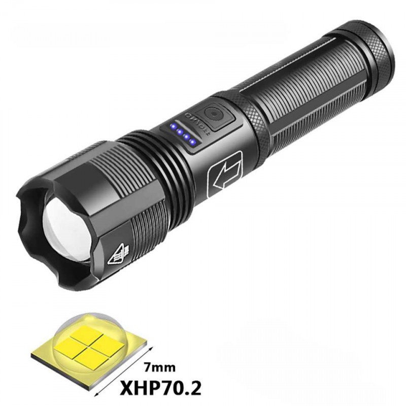 Senter LED Outdoor Darurat Zoomable XHP70 4000 Lumens Rechargeable