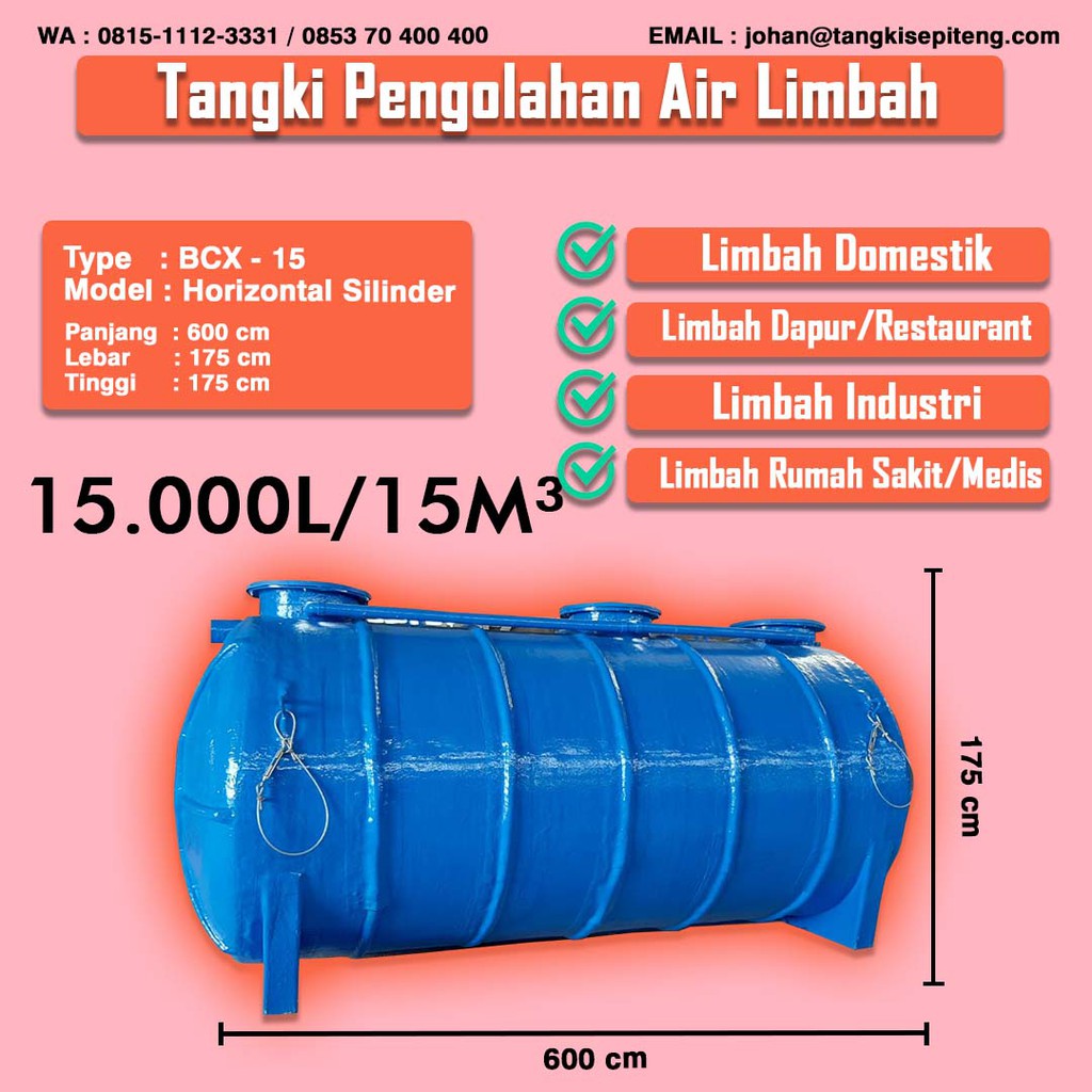 Jual Tangki IPAL Kapasitas 15000 Liter 15m3 BIOTECH SYSTEM Septic 