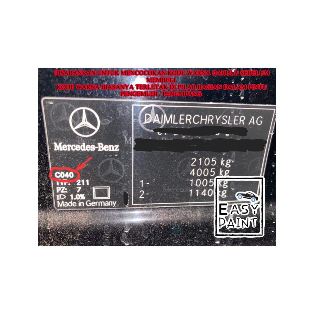 Cat Oles Mobil Black C040 9040 040 Mercedes Benz Mercy Hitam 15ml