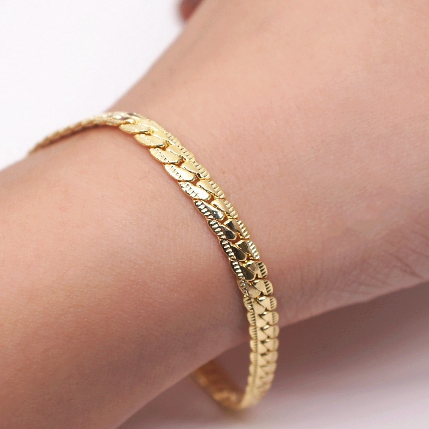 Gelang Bahan Stainless Steel Lapis Emas 18K Panjang 5M Untuk Wanita