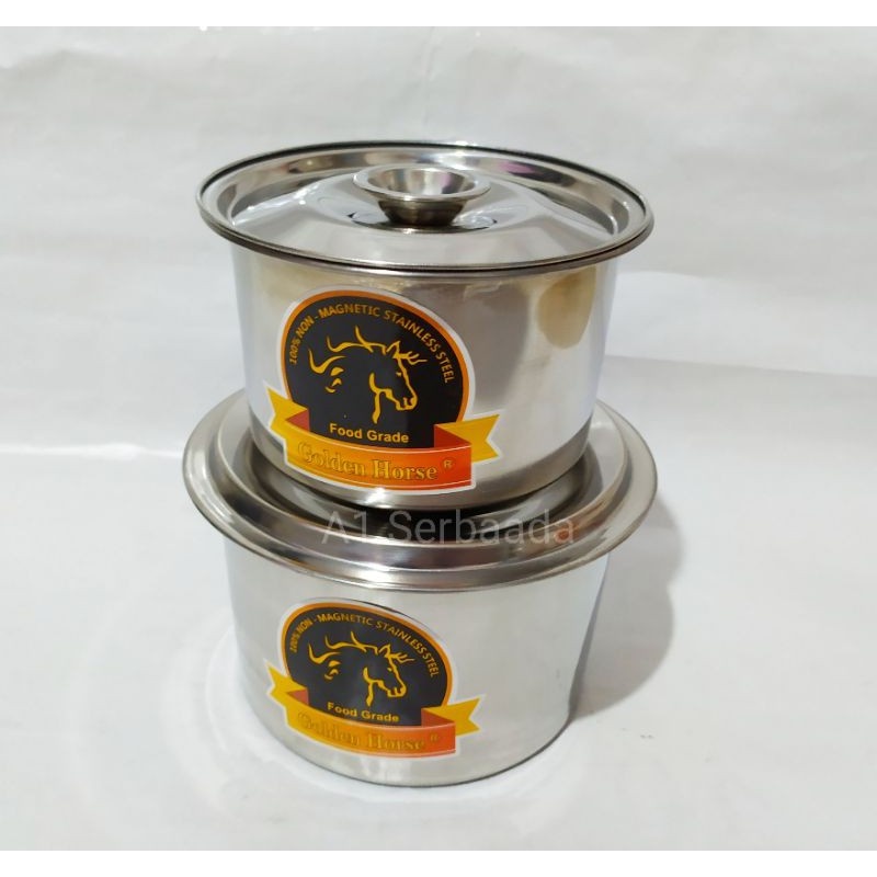 A1 Wadah Stainless Steel Tempat Penyimpanan Makanan Bumbu Dapur Ukuran 12cm dan 14cm