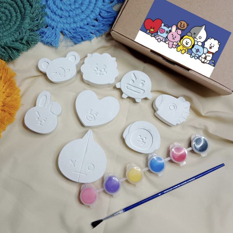 Mainan DIY patung lukis gypsum BT21/ Patung lukis BTS/ Patung BTS