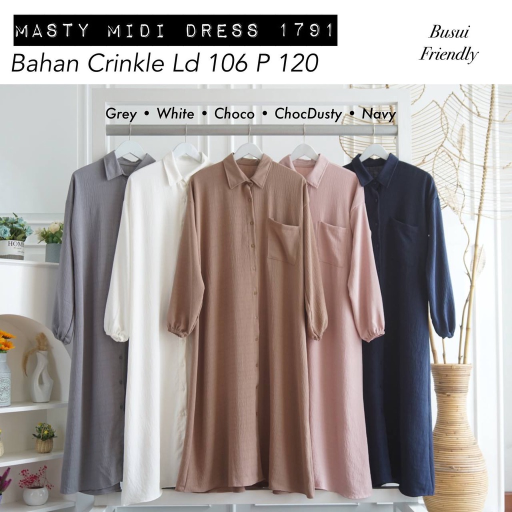 MASTY MIDI DRESS / LONG TUNIK / ATASAN WANITA / BUSUI FRIENDLY