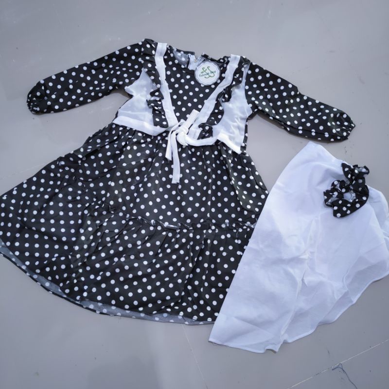 Gamis Anak usia pakai 2-3 tahun motif polka polkadot tutul rompi ( gamis POLKA rompy )