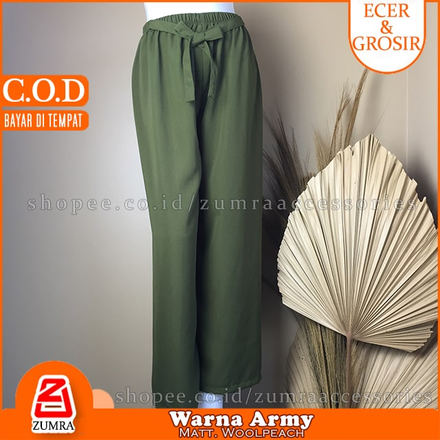 Celana Wanita Kulot Wolfis Highwaist Ribbon Pants Casual