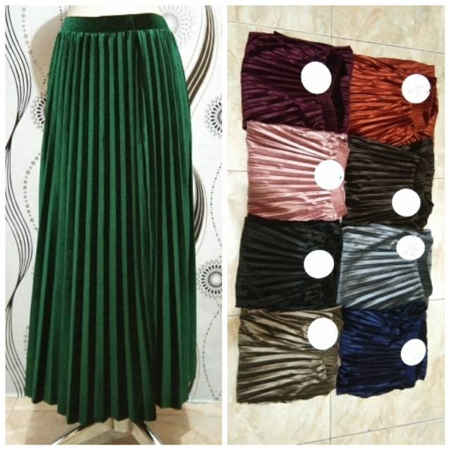 240 Rok plisket bludru velvet import korea / rok bludru prisket merk yueshi original