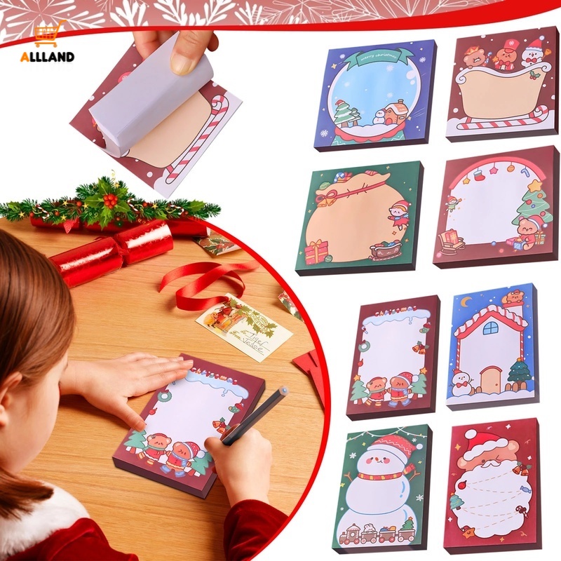 50pcs / Set Buku Catatan Tebal Motif Kartun Snowman / Santa Claus Untuk Stationery Kantor / Natal