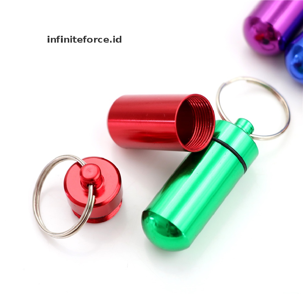 (Infiniteforce.Id) 5pcs / Set Botol Obat Pil Mini Bahan Aluminum Anti Air