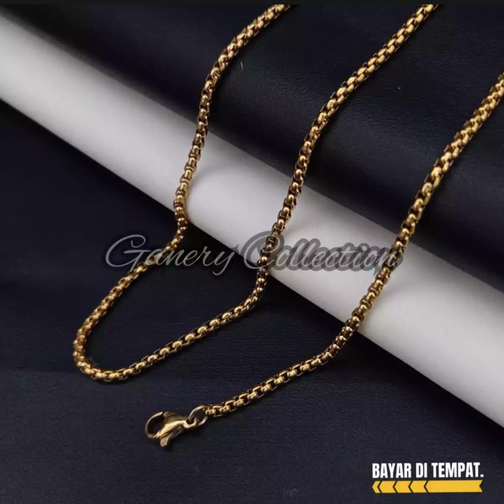 Kalung Gold Titanium Anti Karat Rantai Pria Wanita Tidak Luntur