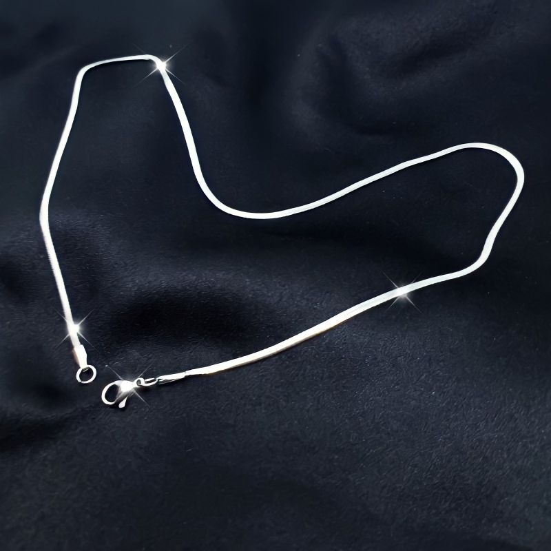 Kalung titanium pipih pria wanita milenial perak emas anti luntur anti karat terlaris