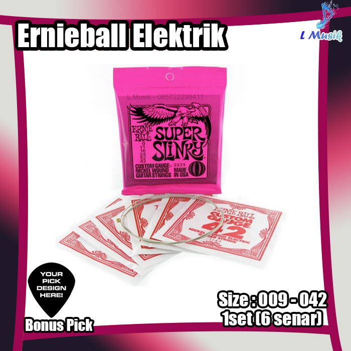 SENAR GITAR ERNIEBALL ELEKTRIK 09 SUPER SLINKY ELECTRIC GUITAR STRINGS 1 SET ERNIE BALL