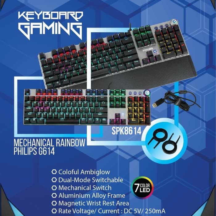 Philips SPK-8614 Keyboard Gaming Mechanical G-614