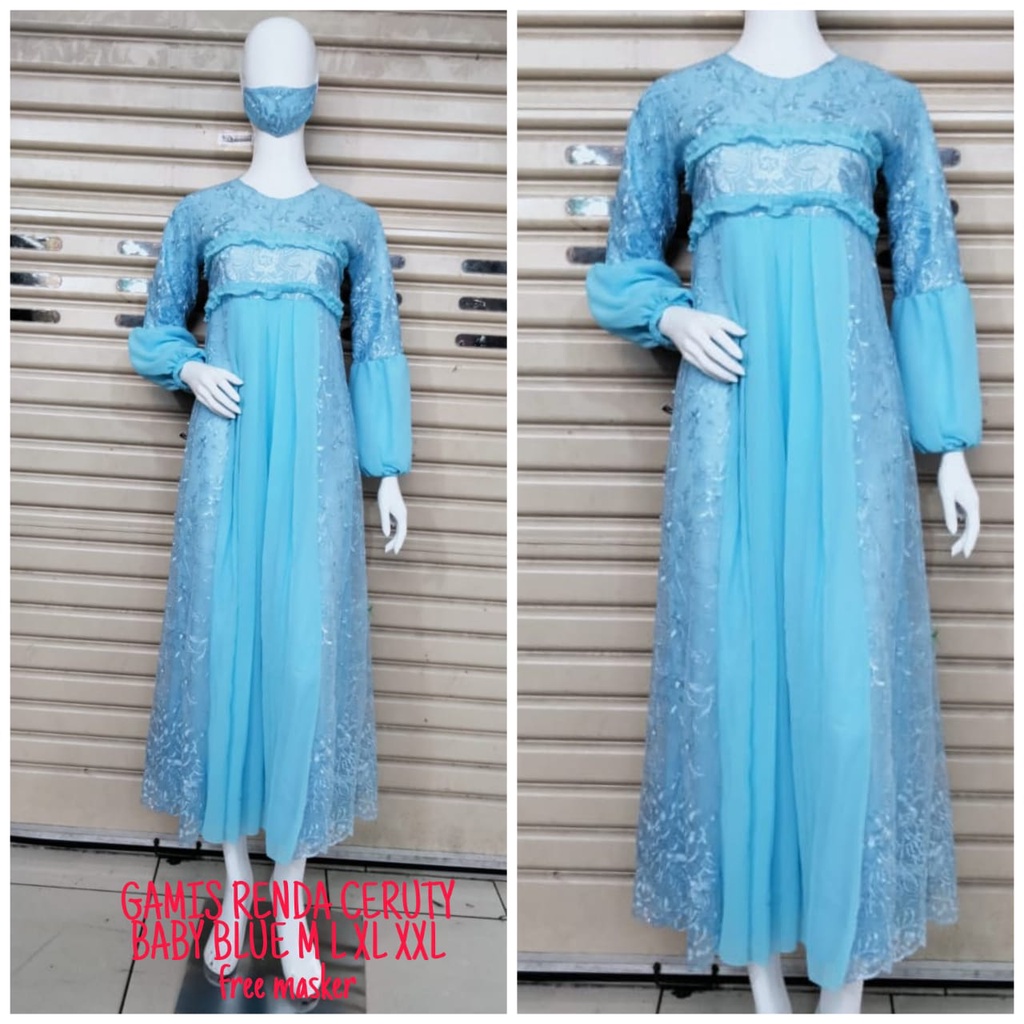 Gamis Renda Ceruty / Gamis Modern / Kebaya Pesta / Kebaya Brukat / Gamis Pesta Mewah /Kebaya Modern