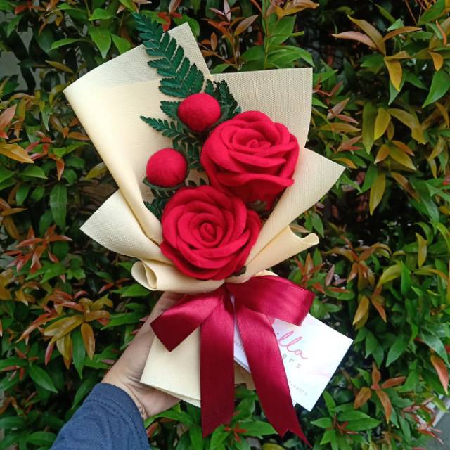 Buket Bunga 2 tangkai/Buket Flanel Wisuda/Kado Ulangtahun/Kado Sidang/Kado Anniversary