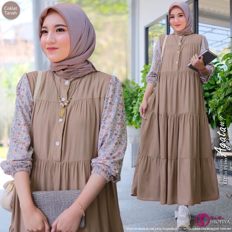[VICAN] DASIMA #2 AGATA #11 #12 SERIES MIDI HOMEY DRESS GAMIS PAKAIAN WANITA FASHION BUSANA MUSLIM MODERN TERBARU SUPER BEST SELLER ORIGINAL GGS BY SHOFIYA-Agata 9 - C Tanah
