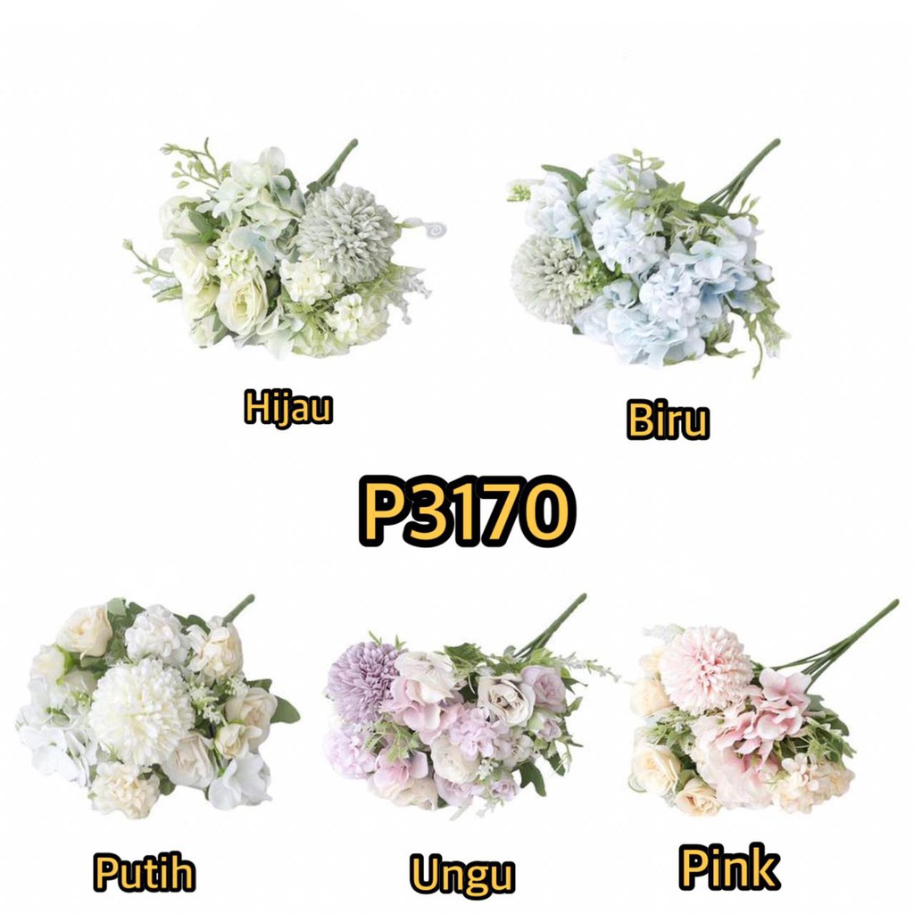 TF11 BUNGA HYDRANGEA MIX BUNGA TANGKAI PLASTIK BUNGA ARTIFISIAL BUNGA PAJANGAN BUNGA HIASAN P3170-5