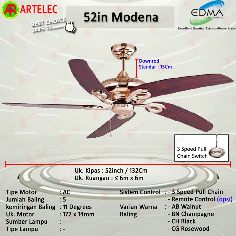 Kipas Angin Gantung MT EDMA 52in MODENA Kipas Angin Plafon kipas angin dekorasi Mt edma