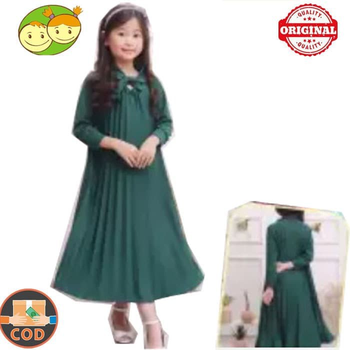 Gamis Plisket Anak Perempuan Muslim Polos - Gamis Anak SD