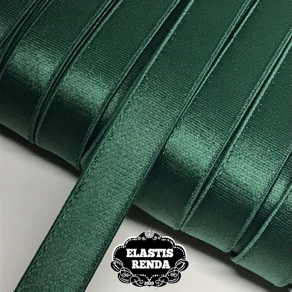 (Harga Per Meter) Tali Bra / Tali BH Glossy Hijau Tosca Lebar 1,4cm