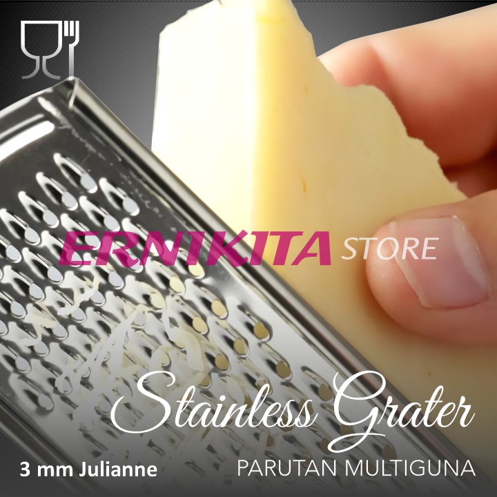 GRATER PARUTAN KEJU STAINLESS STEEL SERBAGUNA - Bonus Kuas Kue