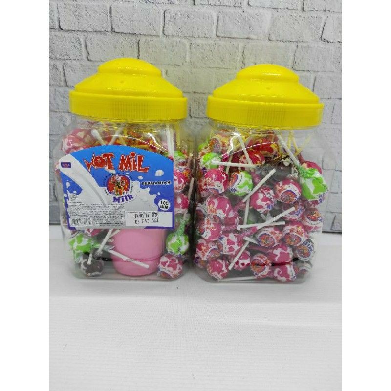 Permen Hot Mil Milk Toples (1 toples isi 100 pcs)