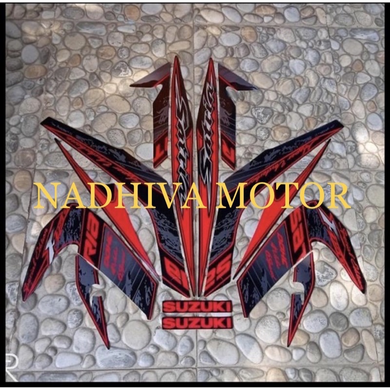 stiker striping satria fu se hitam merah 2012