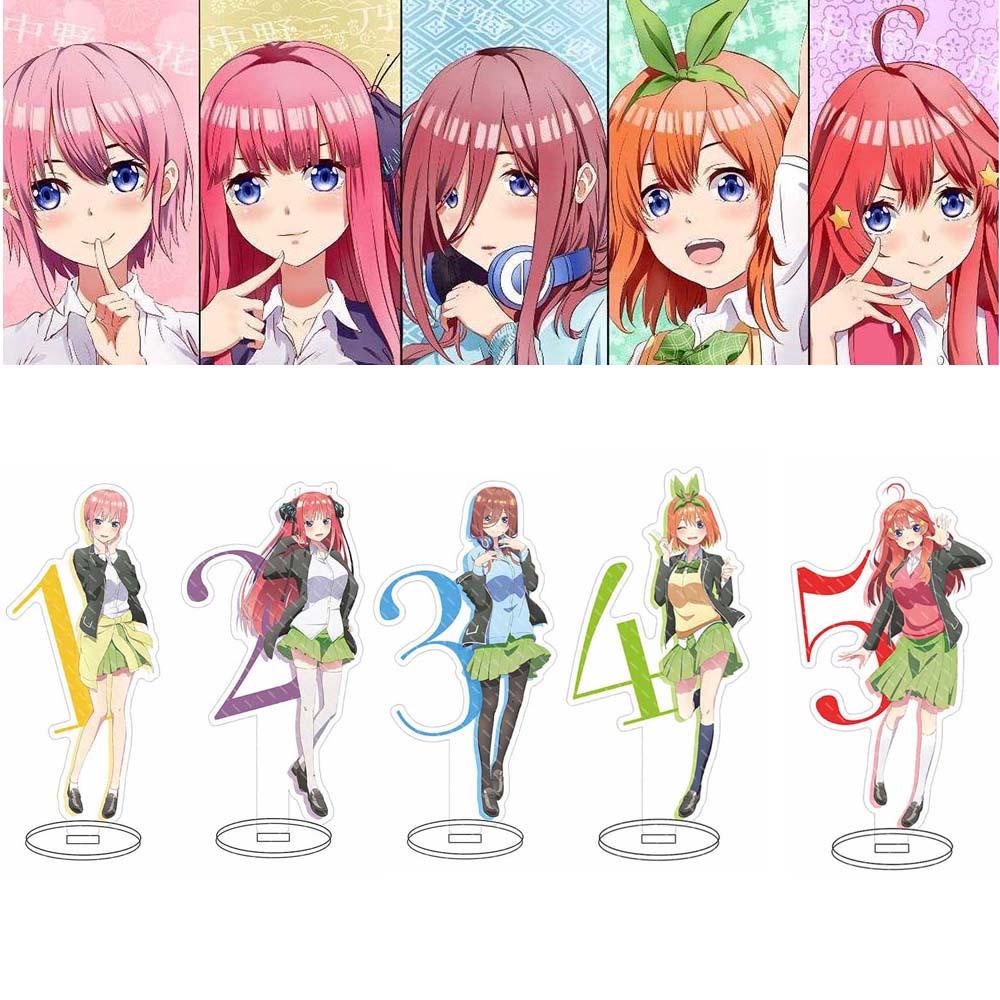 [Elegan] Nakano Miku Action Figure Fans Hadiah Fashion Dekorasi Mainan Gotoubun No Hanayome Desktop Standing Card Klasik Nakano Ichika Meja Gadis Figure Model Plat