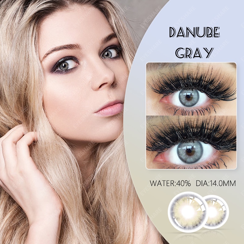 ready stock  (COD）Abu-abu softlens 1 pasang lensa kontak warna diameter 14.2 MM soflens soflen mata korea soplen murah soflen model terbaru 2023