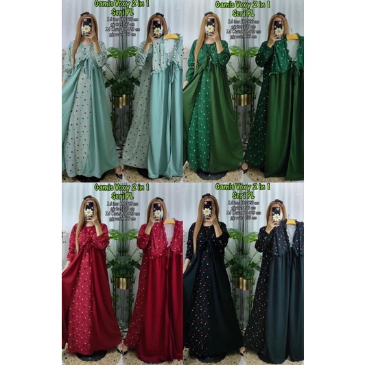 gamis 2 in 1 bahan voxy seri Pl