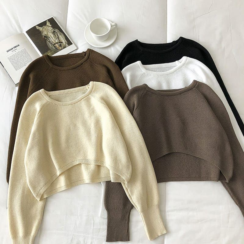 Atasan Wanita Variasi Kerah-Oneck Sweater Longgar Fashion Siswa