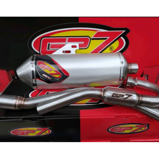 knalpot Gp7max4.1 klx-Dt150 standar kompetisi silver dan black