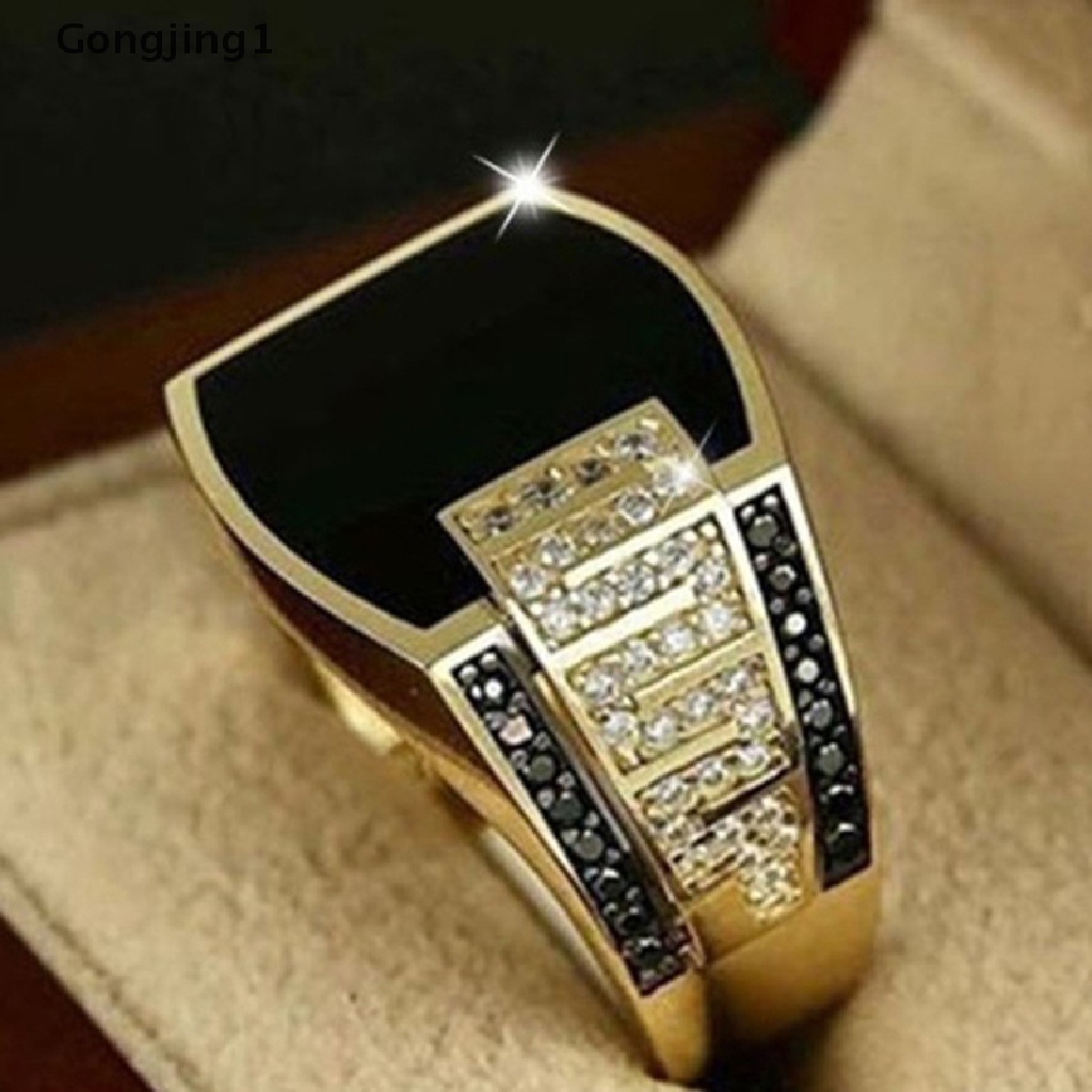 Gongjing1 Cincin Batu Sapphire Hitam Alami Untuk Pria