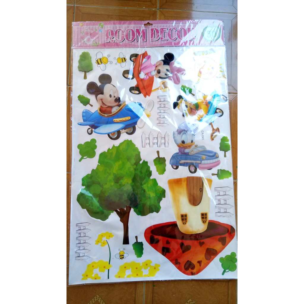Stiker Dinding Wall Stickers Wallpaper 3D Disney Mickey Mouse Dan Jamur 60x90 Murah Bagus