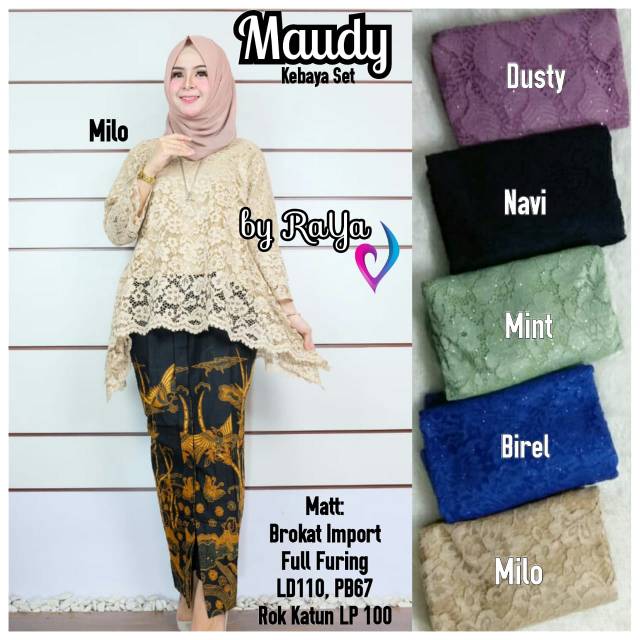 Kebaya Brokat Batik set MAUDY brukat rok batik span baju Kartini cewek seragam kondangan