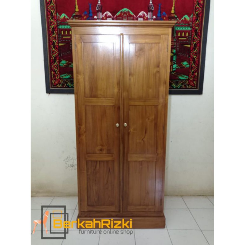 lemari pakaian minimalis jati dua pintu