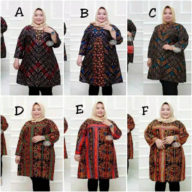 Tunik super jumbo LD 140 PB 92. Motif songket bunga ungkel