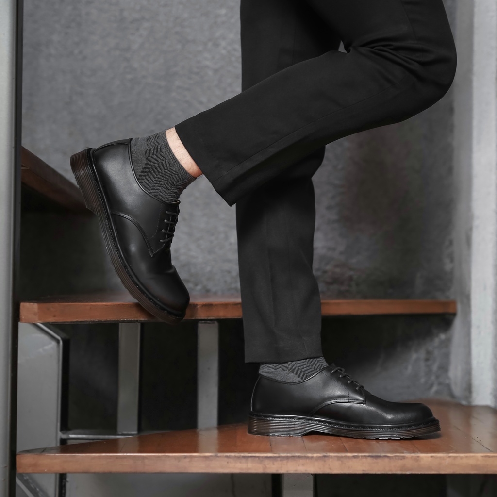 Alva Black (Kulit Asli) - Sepatu Pantofel Pria Kulit Asli Casual Formal Kantor Kerja Kondangan Pantopel Pria Cowok Oxford