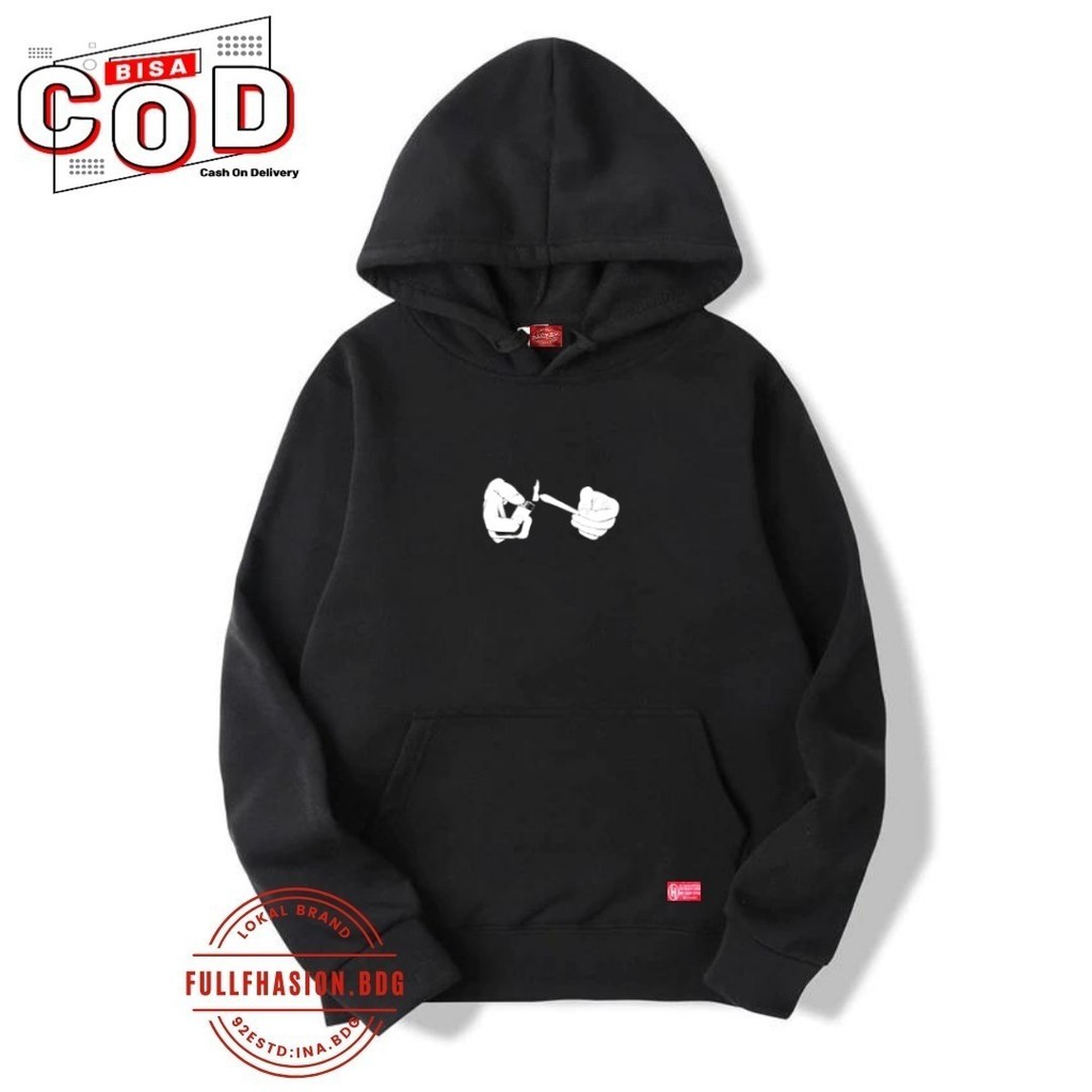 HOODIE HITAM ORIGINAL DISTRO BAHAN FLEECE SWEATER HOODIE