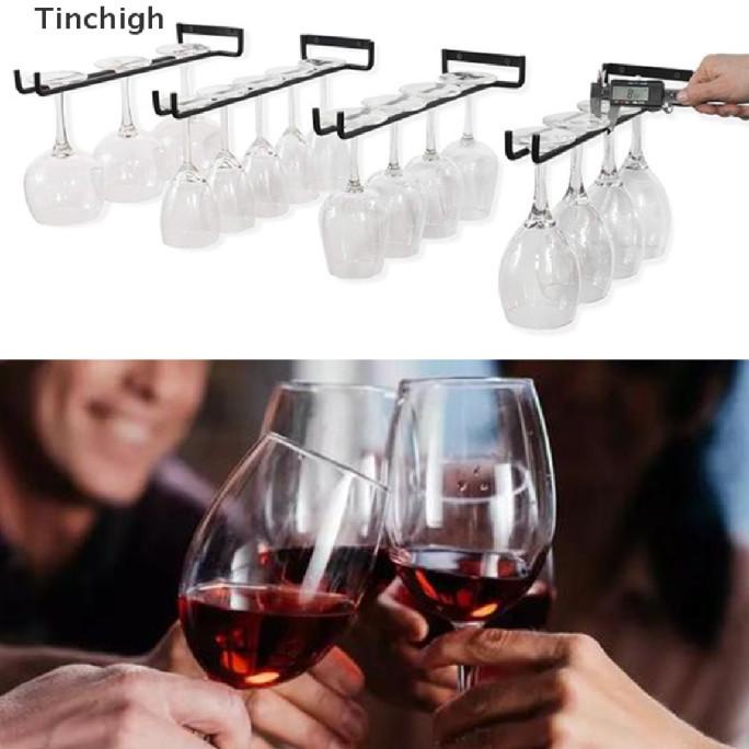 ] Tinc Rak Gelas Wine Gantung Dinding 30cm Bahan Besi Tempa Warna Hitam
