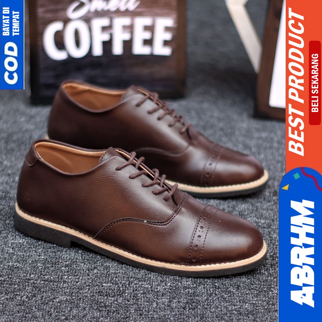 Sepatu Formal Pantopel Kerja Hitam Pria Original ABRHM ROHAN