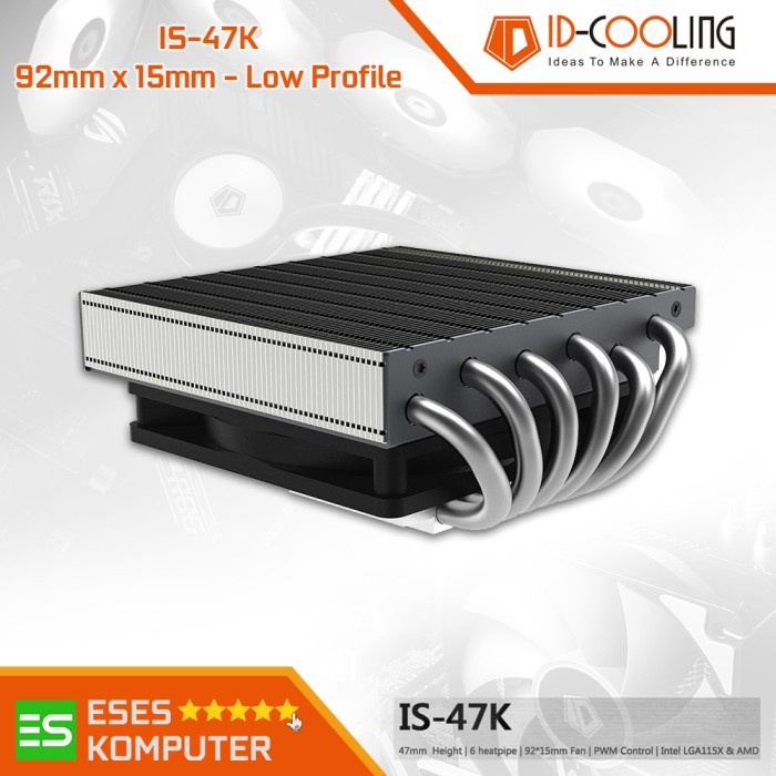 ID-COOLING IS-47K | 92MM HSF Low Profile AIR CPU Cooler Intel / AMD