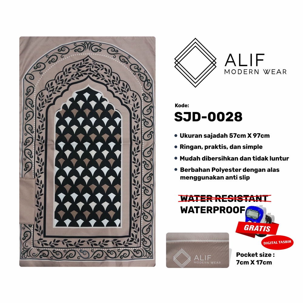 [GRATIS DIGITAL TASBIH] ALIF SAJADAH TRAVEL / SAKU / PORTABLE / WATERPROOF ( ALIF MODERN WEAR SJD-0028 )