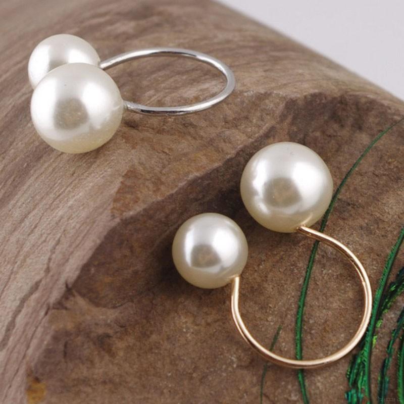 Cute Lovely U-shaped Opening Adjustable Size Pearl Ring Elegant Adjustable Girls Ring Gift